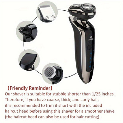 Electric Razor for Men 5-in-1 Rechargeable 3D Rotary Shaver Beard Trimmer Nose Hair Trimmer Facial Cleaning Brush Grooming Kit Gift for Dad Husband Boyfriend