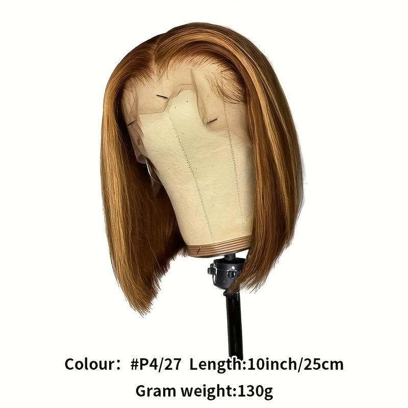 Big Toupee High Highlights Glue Free Live Hair Short Bob Wig 5x1 Live Lace Forehead Wig P4/27 180% Density Pre-painted Straight Bob Wig Wear And Go