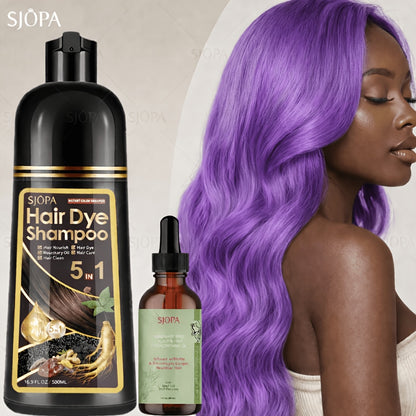 Hair Dye Shampoo Kit 3-in-1 with Rosemary Hair Oil - Quick Color, Gentle & Natural Formula | 16.91oz + Oil | 12 Shades | Safe for Skin | Perfect Gift