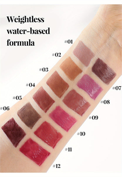 Lip Gloss Set 12pcs Long-Lasting Moisturizing Waterproof - High Color Payoff Non-Stick Non-Fading Formula for All Skin Tones - Hydrating Glossy Lip Makeup for All-Day Wear - Perfect Holiday Gift Set