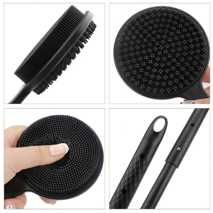 Long Handle Bath Brush Extendable 40-60cm Adjustable Back Scrubber Dual-Sided Soft Exfoliating Body Brush for Shower Back Legs Feet Dry Brushing Skin Care Tool Lightweight Ergonomic