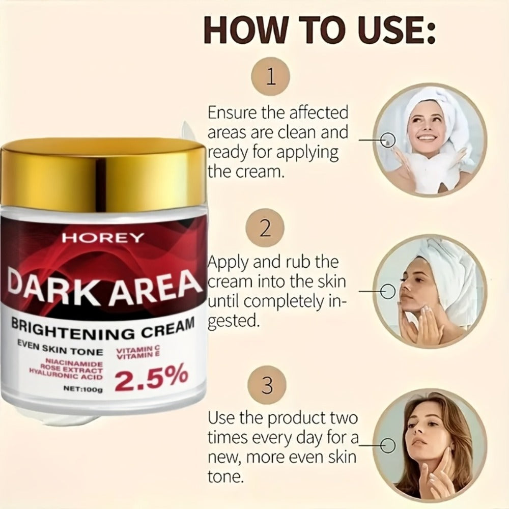 100g Advanced Brightening Cream With Vitamins C, E, Glutamate- Brightening And Moisturizing Cream For All Types Of Skin(dry, Oily, Combination, Sensitive)- 2.5% Concentration For Evening Out Skin Tone And Moisturizing, The Look Of Dark
