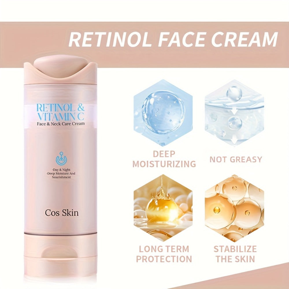 This Retinol Cream Features a Unique Texture That Offers Enduring Hydration And Moisture. Infused with Retinol And Vitamin C, It Enhances Skin Elasticity, Absorbs Swiftly Without Leaving a Greasy Or Heavy Feel, And Is Gentle And Non-Irritating