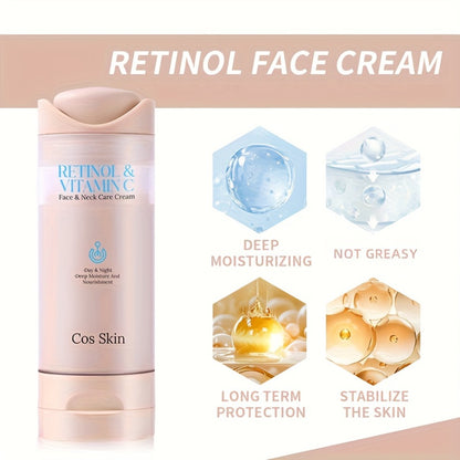Retinol Face Cream Vitamin C Anti Aging Moisturizer Skin Elasticity Hydrating Fast Absorbing Non Greasy Gentle Non Irritating Daily Skin Care