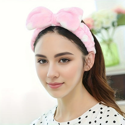 Headbands for Women 6 Pack Bow Design Soft Fabric Elastic Hair Bands for Makeup Spa Shower Skincare Routine Patterned Polyester Hair Headband for All Hair Types Beauty Accessory Gift Set