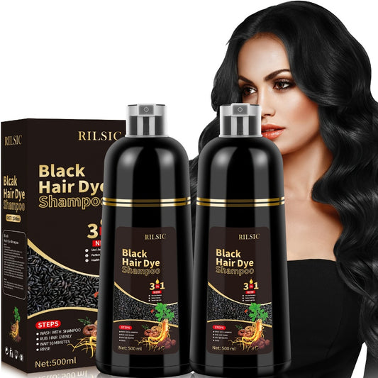 2pcs Hair Dye Shampoo 3in 1 for Women & Men, Instant Hair Color, 100% Grey Hair Coverage, Natural Hair Dye Coloring In Minutes, Hair Color Shampoo for Men And Women Instant Easy 3in 1 Herbal Hair Color Shampoo Ammonia Free Lasts 30 Days - 16.91oz
