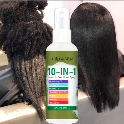 10-in-1 Hair Treatment Spray — Argan Oil Batana Rosemary Anti-Breakage Split End Repair, Softens & Adds Shine for Dry Hair, Fragrant 100ml