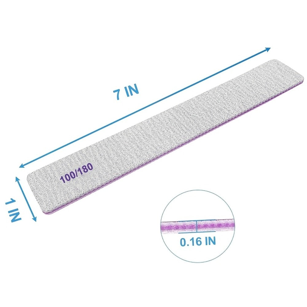 [50pcs Nail Files] 50pcs Nail Files, 100/180 Grit Emery Boards Nail File For Natural Nails And Acrylic Nails, Double Sided Emory Boards Limas Para Unas Acrilicas Profesional Fingernail Filer Reusable Manicure Gray