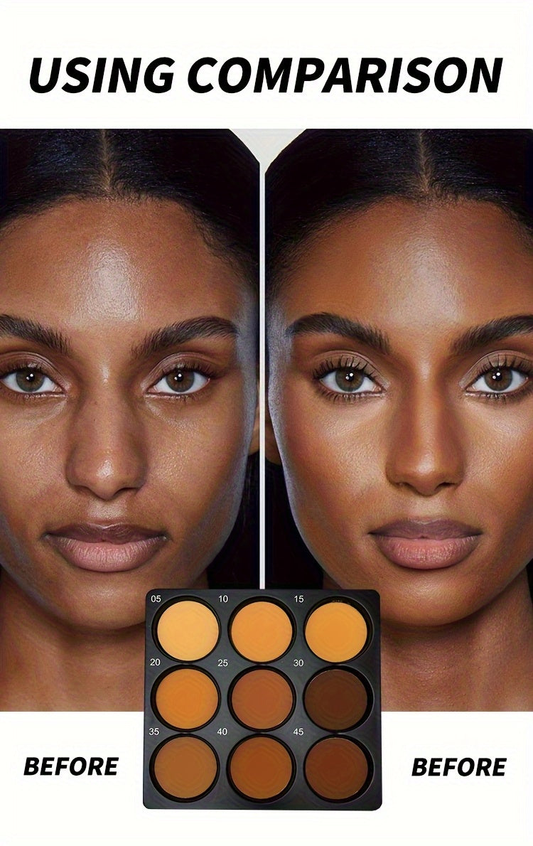 9 Tone Contour And Concealer Palette, Medium And Deep Tone, Create Natural 3D Makeup Effect, Matte Effect, Waterproof And Sweat Proof, Oil Control Foundation Make-Up And Eye Shadow, Suitable for All Skin Types, Eye Shadow Primer | Fashion Design | Wa