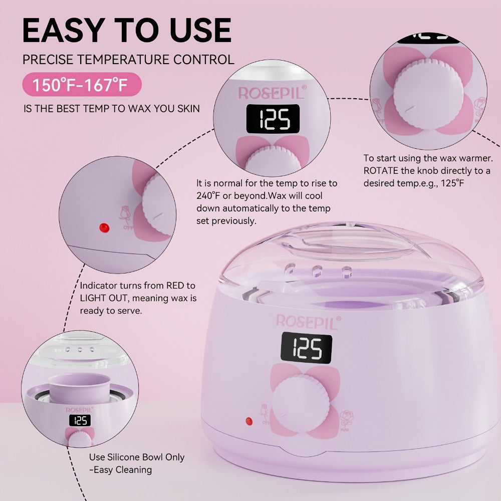 Digital Wax Heater Hair Removal Kit with Intelligent Temperature Control, Includes 6 Packets (3 Colors) Of Wax Beads for Precise Hair Removal - Suitable for Body, Bikini Line, And Face, Salon-grade for Home Use.