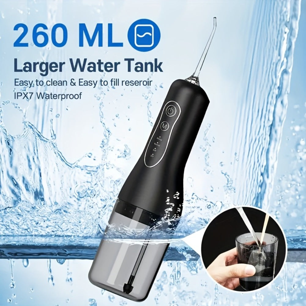 Water Flosser, Water Flossing Wand, 4 Adjustable Modes, Includes 4 Nozzles, Rechargeable Cordless Oral Irrigator, Portable IPX7 Waterproof, Dual-Use for Home And Travel, Black Edition, Christmas Gift