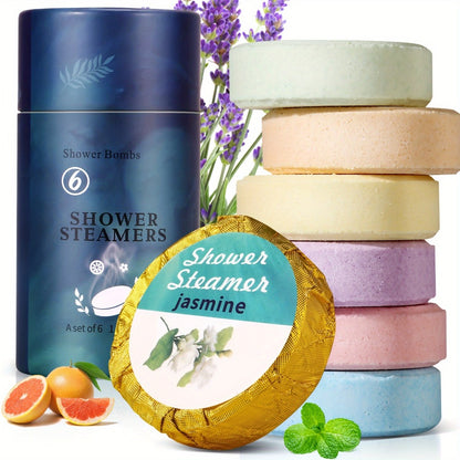 Shower Bombs 6 Pack with Essential Oils - Eucalyptus & Lavender Shower Steamers for Aromatherapy, Stress Relief, Self Care Gift for Women Men, Birthday Mother's Day Christmas Gifts
