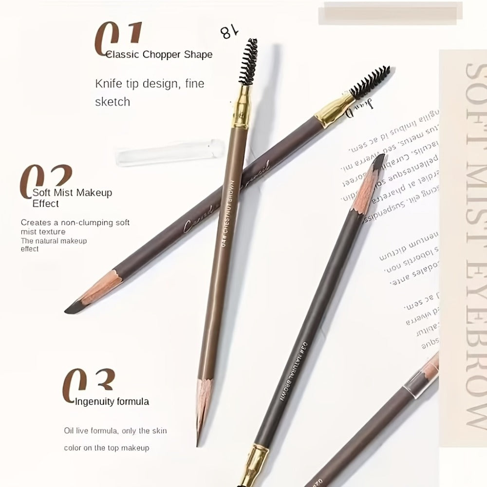 Waterproof Eyebrow Pencil 4 Pack with Eyeliner – Smudge Proof Long Lasting Dual-Ended Brow Pen with Spoolie Brush, Microblading Effect for All Skin Types, Perfect Gift Set