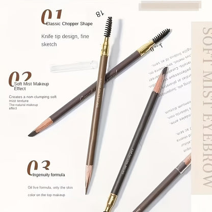 Waterproof Eyebrow Pencil 4 Pack with Eyeliner – Smudge Proof Long Lasting Dual-Ended Brow Pen with Spoolie Brush, Microblading Effect for All Skin Types, Perfect Gift Set