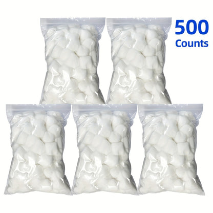 Cotton Balls 500 Count Jumbo Super Soft 100% Absorbent - Makeup Removal Skin Care Wound Cleaning Unscented Premium Cotton Balls for Sensitive Skin Pack of 5