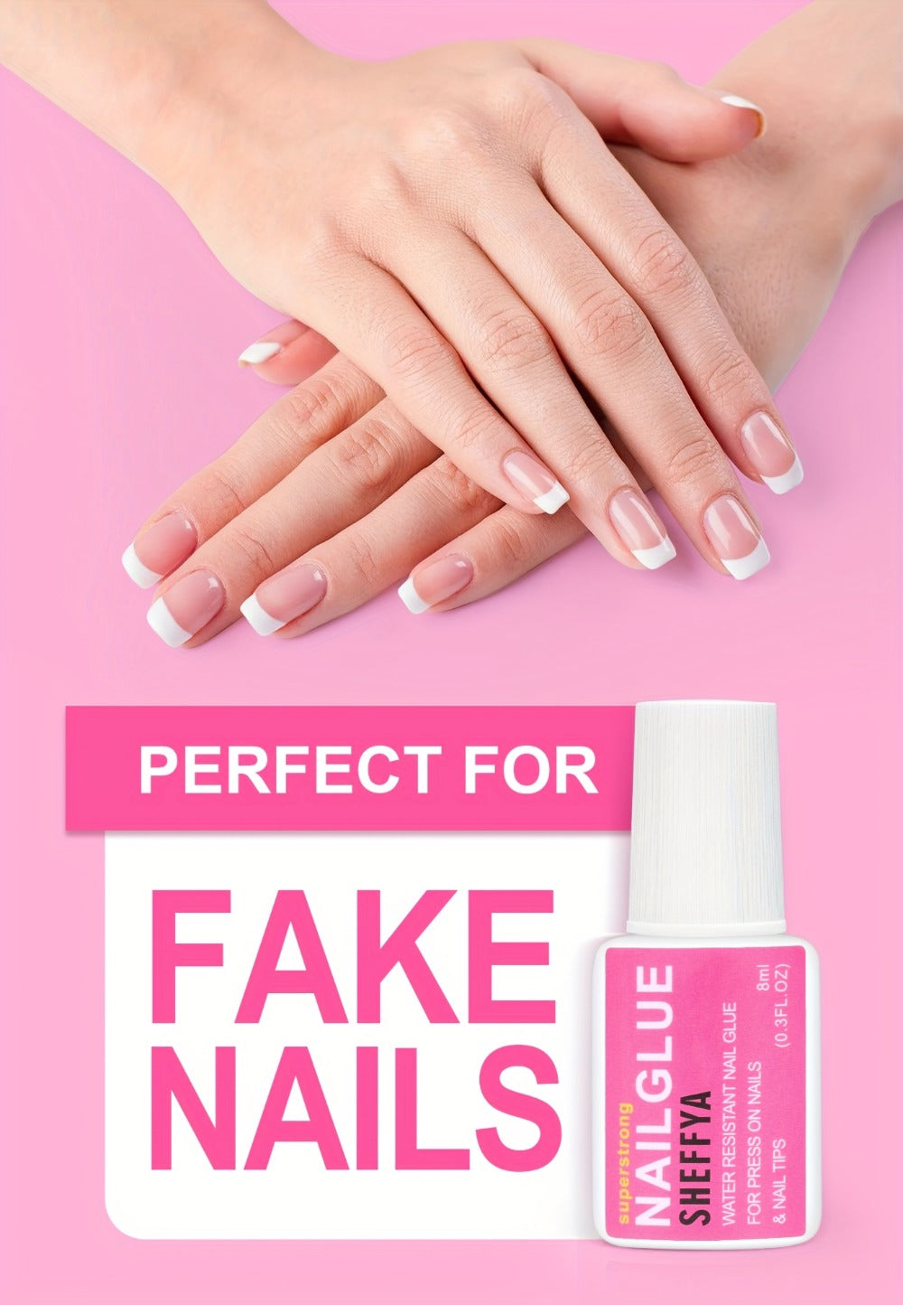 SHEFFYASuper Strong Nail Glue for Press On Nails, Nail Tips & Acrylic Nails (0.27oz) Brush On Glue for Press Ons, Tips & Acrylics - Long Lasting, Maximum Strength, Mess-Free Application