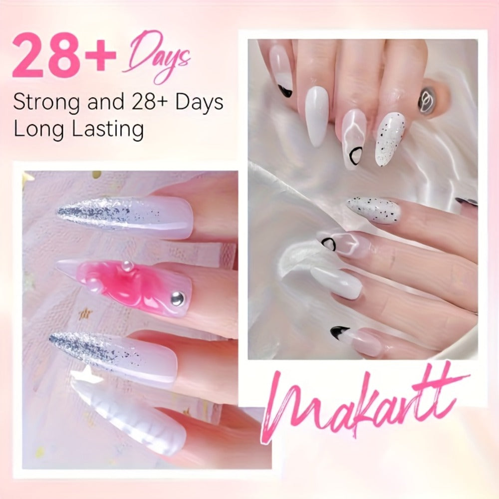 All-in-One Poly Nail Gel Kit: 6 Colors (Clear, Pink, White) Hard Builder Gel for Nail Extensions & Thickening - Long-Lasting Salon & Home Use Nail Strengthening System, French Manicure Solution for, brittle, thin Nails