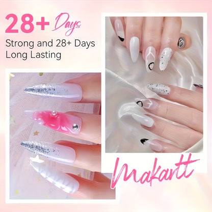 Poly Nail Gel Kit Hard Builder 6 Colors Clear Pink White — Nail Extension Thickening & Strengthening Gel for Brittle Thin Nails & French Manicure | Soak-Off UV LED Long-Lasting Salon & Home Use for Women