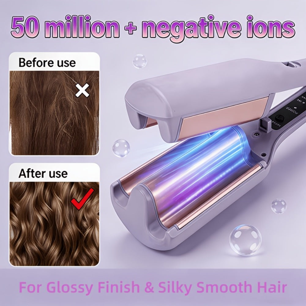 Professional Hair Salon Curling Iron. 32Mm Wave Curling Iron, Designed for Hair Enthusiasts And Stylists to Easily Create Perfect Waves And Deep Curls, Long-Lasting V Deep Curls, Anti-Scald with Safe Temp Control, Gifts for Her, Mother'S Day Gifts