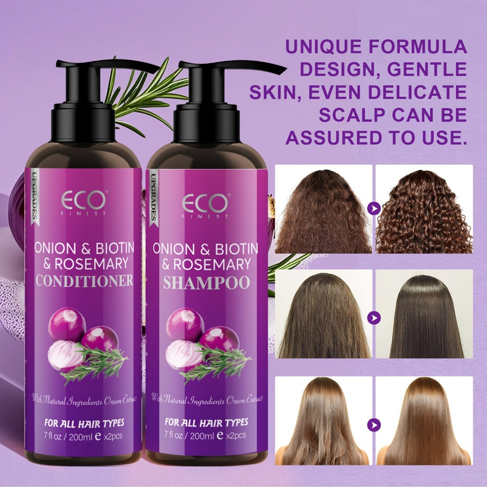 Shampoo and Conditioner Set – Biotin & Rosemary with Onion Extract & Jojoba Oil, Hydrating Oil Control Hair Care for Dry Damaged Hair & Scalp, 6.76oz 2-Pack
