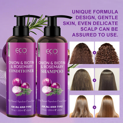 Shampoo and Conditioner Set – Biotin & Rosemary with Onion Extract & Jojoba Oil, Hydrating Oil Control Hair Care for Dry Damaged Hair & Scalp, 6.76oz 2-Pack