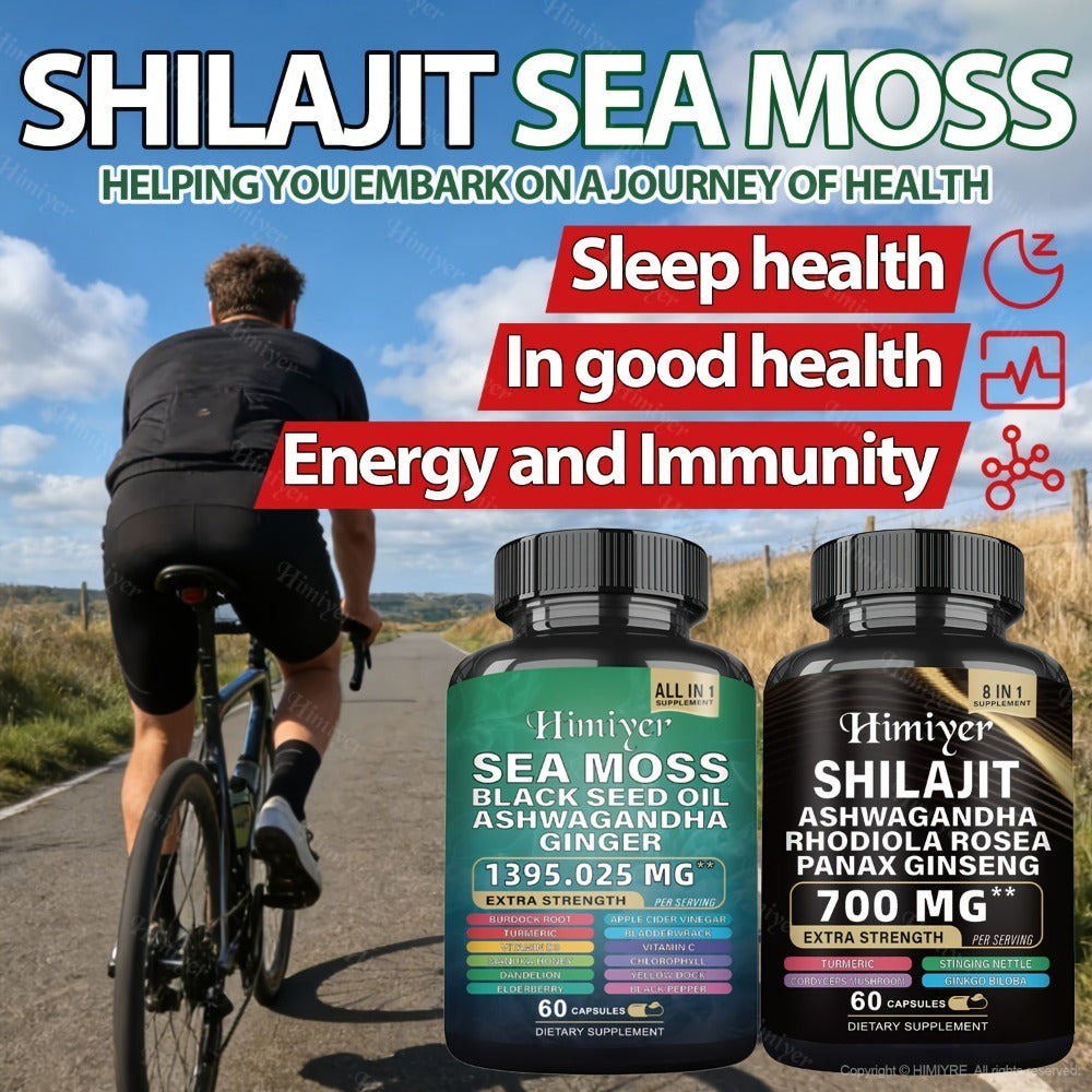 6pcs Sea Moss &SHILA, SEA MOSS 350mg, SHILA 300mg, Ashwagandha 200mg, 3 Courses Of Treatment - 6 Bottle Is Cheaper And Healthier-All Nutritional Supplement, Vitamins, Trace Elements, And Sports Energy.