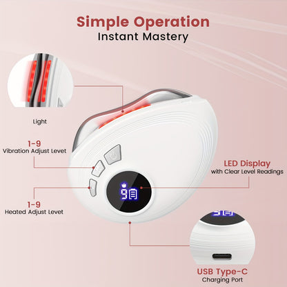 Electric Gua Sha Facial Sculpting Tool 9-Speed Vibration & 9-Speed Heat USB Rechargeable - Anti-Aging Skin Lifting Lymphatic Drainage Massager for Face Neck - Home Spa Beauty Device