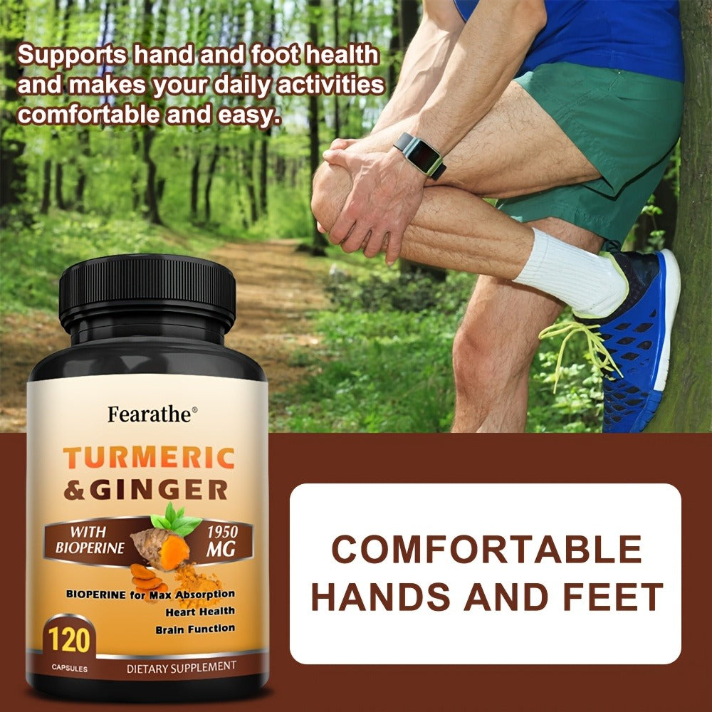 Turmeric And Ginger Supplements - with Black Pepper - Supports Heart And Brain Health - 120 Capsules