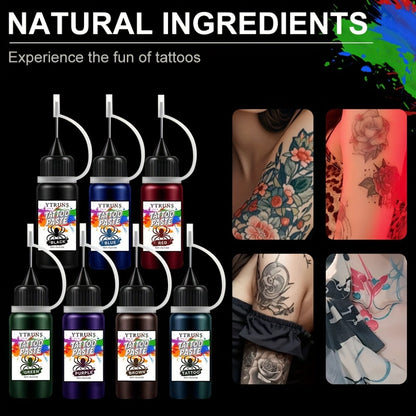 Temporary Tattoo Ink Liquid Body Paint — Fast-Drying Waterproof Formula, 7 Vibrant Colors, Plant-Based Squalane, Safe for Skin, Ideal for Festivals & Celebrations