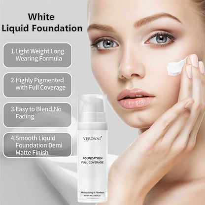 White Liquid Foundation Full Coverage - Long-Lasting Matte Creamy Formula for Goth, Halloween & Cosplay Makeup | Heavy Duty Coverage for All Skin Types | Professional Face Makeup
