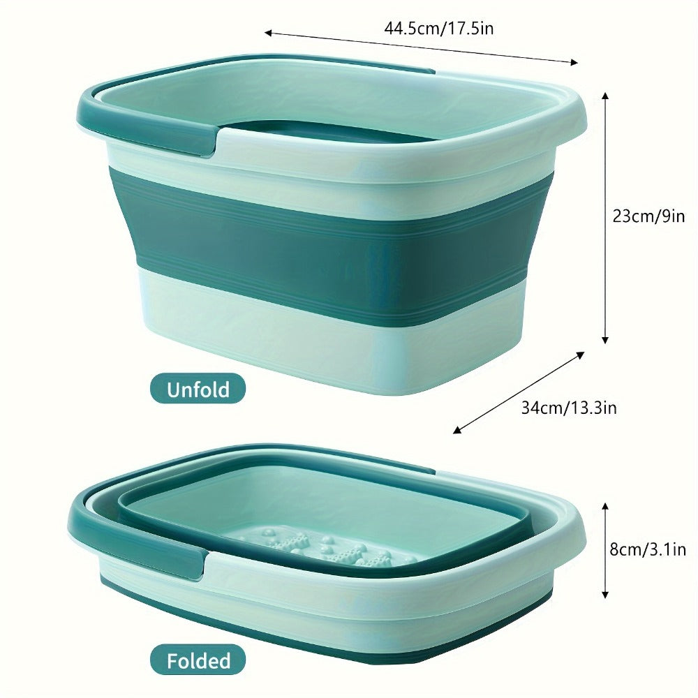 Collapsible Foot Bath Basin Foot Soak Tub, 15L/4 Gallons Large Foot Soaking Tub with Massage Acupoint for Soaking Feet, Pedicure Bowl Foot Spa, Multifunction Plastic Bucket with Handle, Foldable Laundry Basket