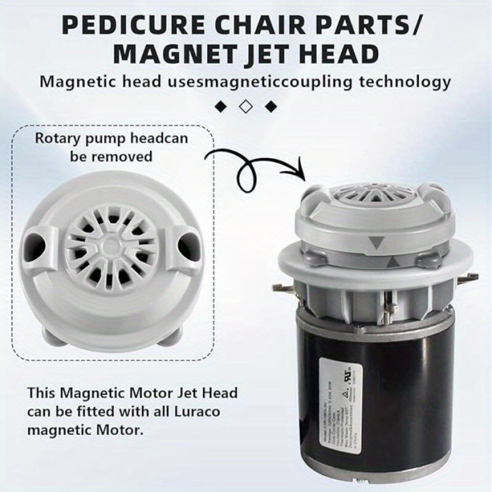 Magnetic Jet Head Motor for Pedicure Spa Chair Replacement Part with Propeller And Cap Pipeless Design for LURACO Durable Plastic Construction Easy to Clean Ideal for Hard Floors Spa Chair Motor Replacement Rotating Jet Head 4 Pin