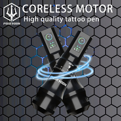 Wireless Tattoo Pen Kit Complete Set - Rotary Tattoo Machine LCD Color Screen 20pcs Cartridge Needles 11 Inks USB Rechargeable for Beginners & Artists TU33