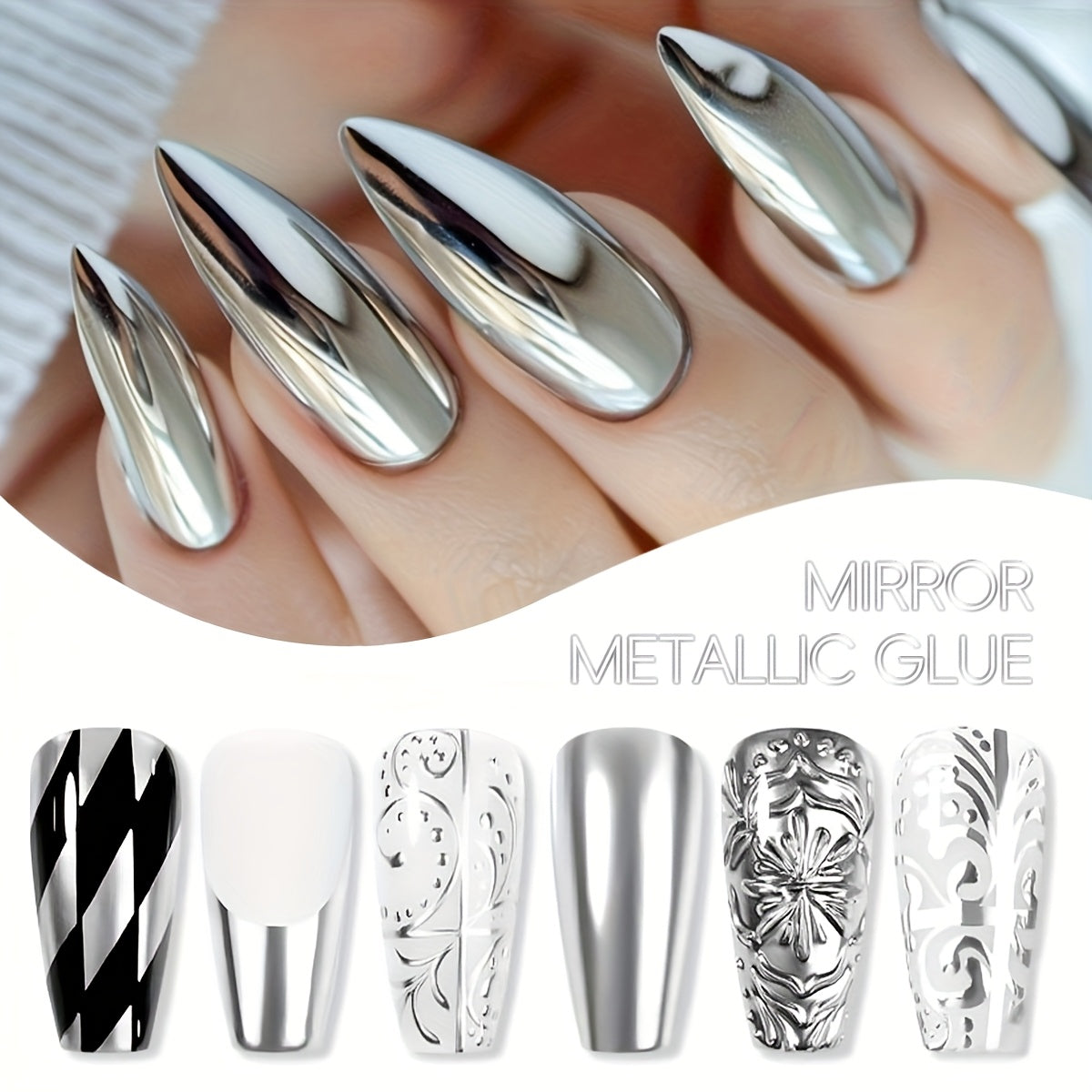 XEIJAYI Photo Frame Bottle Metal ---Latest Nail Art Product with High Density Edge Painting, Floral Color Painting, Platinum, Mirror Metal, Shiny Silvery, Strong And Durable, Ideal for Salon Nail Art And Nail Art Essentials