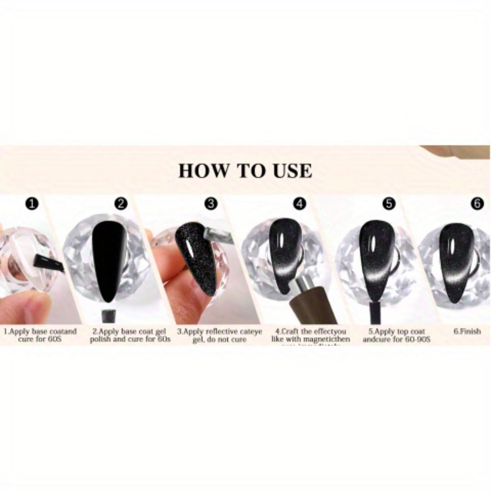4in 1 Cat Eye Magnet for Nails, Y-Shaped Double Head Cat Eye Gel Nail Polish Magnet, Portable Professional Nail Magnet Stick with Heart Shaped Cat Eye Magnet Tool for Cat Eye Gel Nail Polish, Suitable for Personal DIY, Nail Studio or Nail
