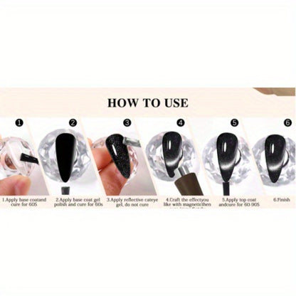 Cat Eye Nail Magnet Stick 4-in-1 Y-Shaped Double Head - Heart & Multi-Pattern Magnetic Tool for Cat Eye Gel Polish, Portable Professional Nail Art Magnet for Salon & DIY