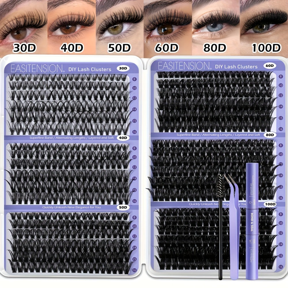 708pcs Wispy Volume Eyelash Extensions Mixed Length 30D-100D Volume Cluster Lashes Premade Lash Kit With Bond Seal & Applicator For Everyday Look, Party, Travel And Events