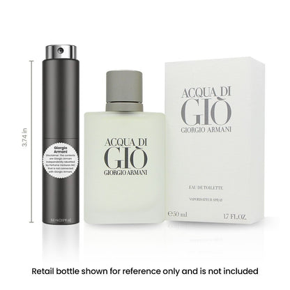Acqua Di Gio EDT Travel Spray for Men 5ml Portable Atomizer Aquatic Fresh Mediterranean Cologne Bergamot Marine Rosemary Patchouli On-the-Go Gym Office Daily Wear
