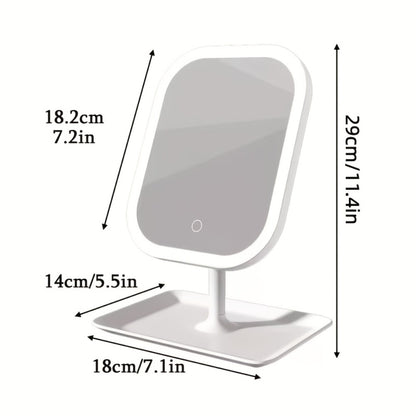 LED Makeup Mirror with Lights Rechargeable, Foldable Vanity Mirror with 3 Color Lighting Modes Touch Control Portable Stand, Compact Travel Mirror with Free 10X Magnifying Glass