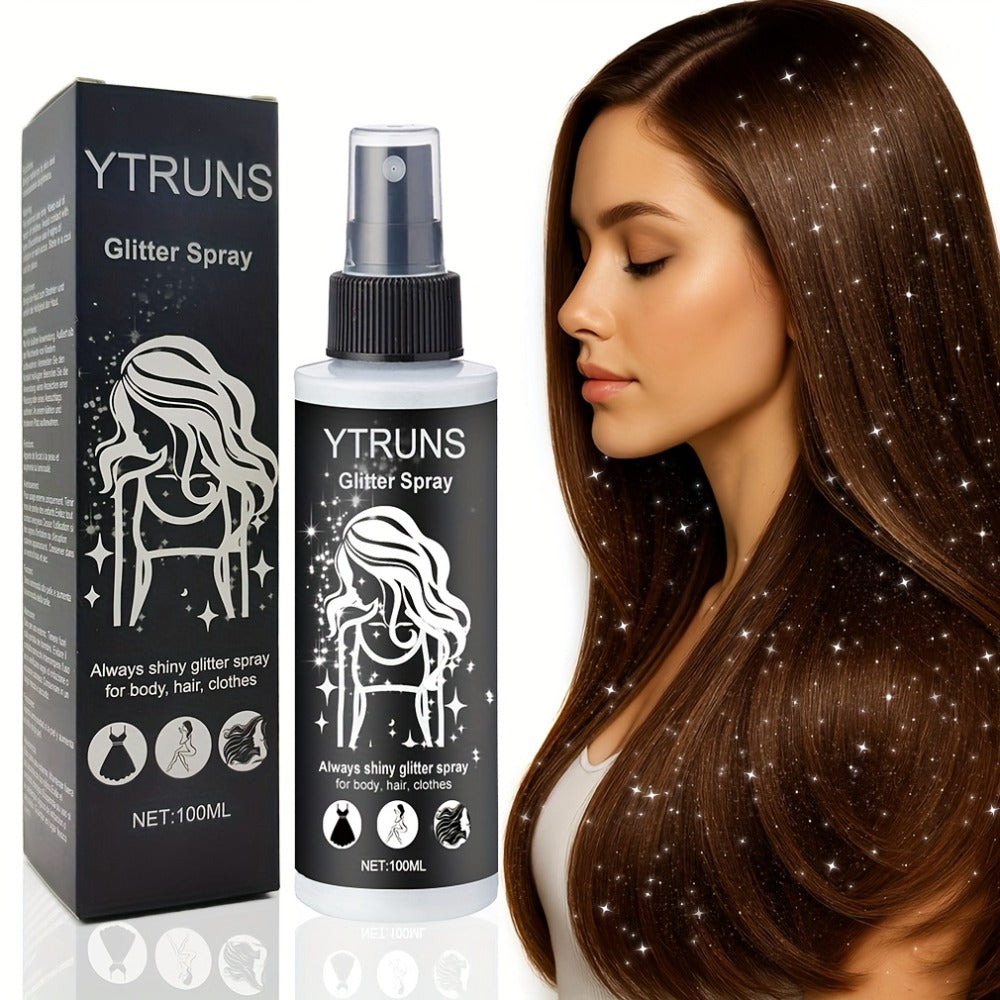 YTRUNS 3.38oz Sparkle Glitter Spray | Star-Shaped Shimmer for Body, Hair & Clothes | Hydrating Formula for Daily & Festive Use