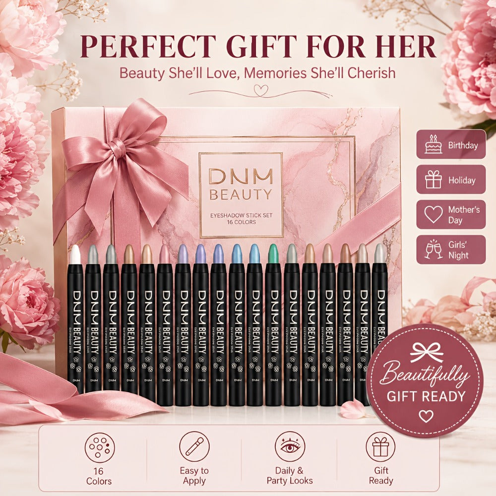Eyeshadow Stick Set 16 Colors Highly Pigmented Waterproof Matte & Shimmer Eye Makeup Pencil Kit - Blendable Crease-Proof Long-Lasting Eye Crayon for Women Beginners Daily & Glam Looks