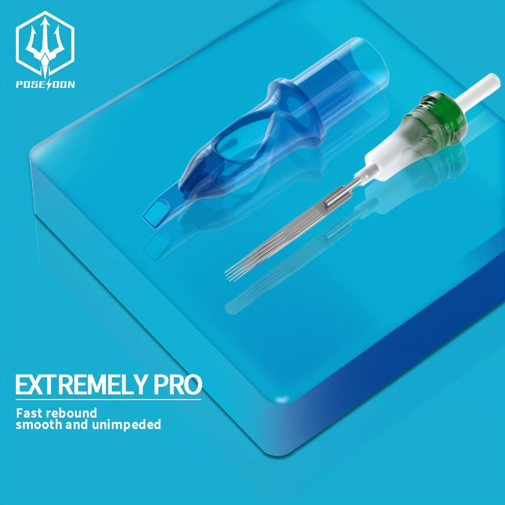 POSEIDON V3 Tattoo Cartridge Needles 50pcs Mixed Size Steriled Needles With Membrane Safety Cartridges-1203RL, 1205RL, 1207RL, 1209RL, 1207RM, 1209RM, 1205RS, 1207RS, 1209RS, 1207M1
