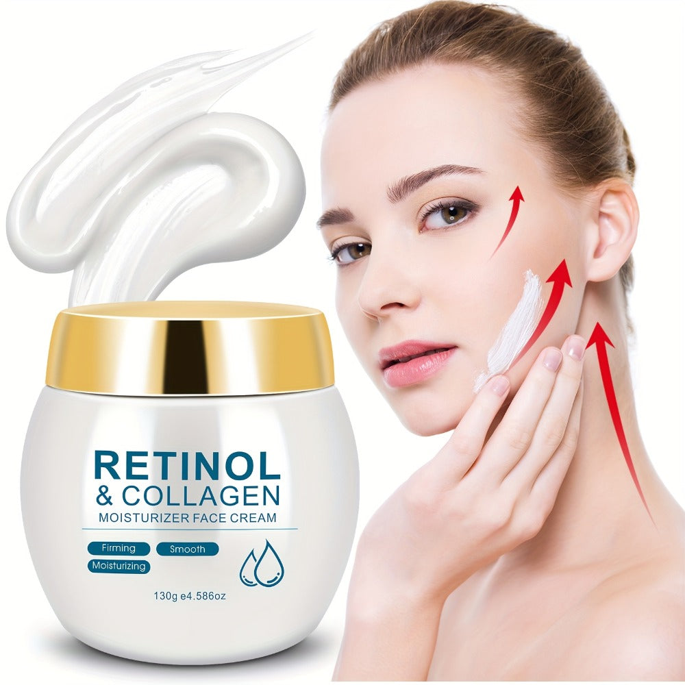 Retinol Face Cream with Collagen - Firming Moisturizing Anti-Aging Facial Cream for All Skin Types - Day and Night Skin Care Cream for Women & Family 130g / Retinol Essence