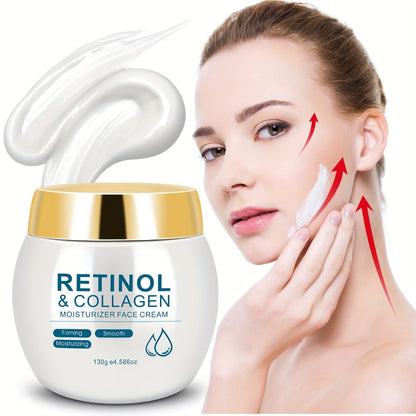 Retinol Face Cream with Collagen - Firming Moisturizing Anti-Aging Facial Cream for All Skin Types - Day and Night Skin Care Cream for Women & Family 130g / Retinol Essence