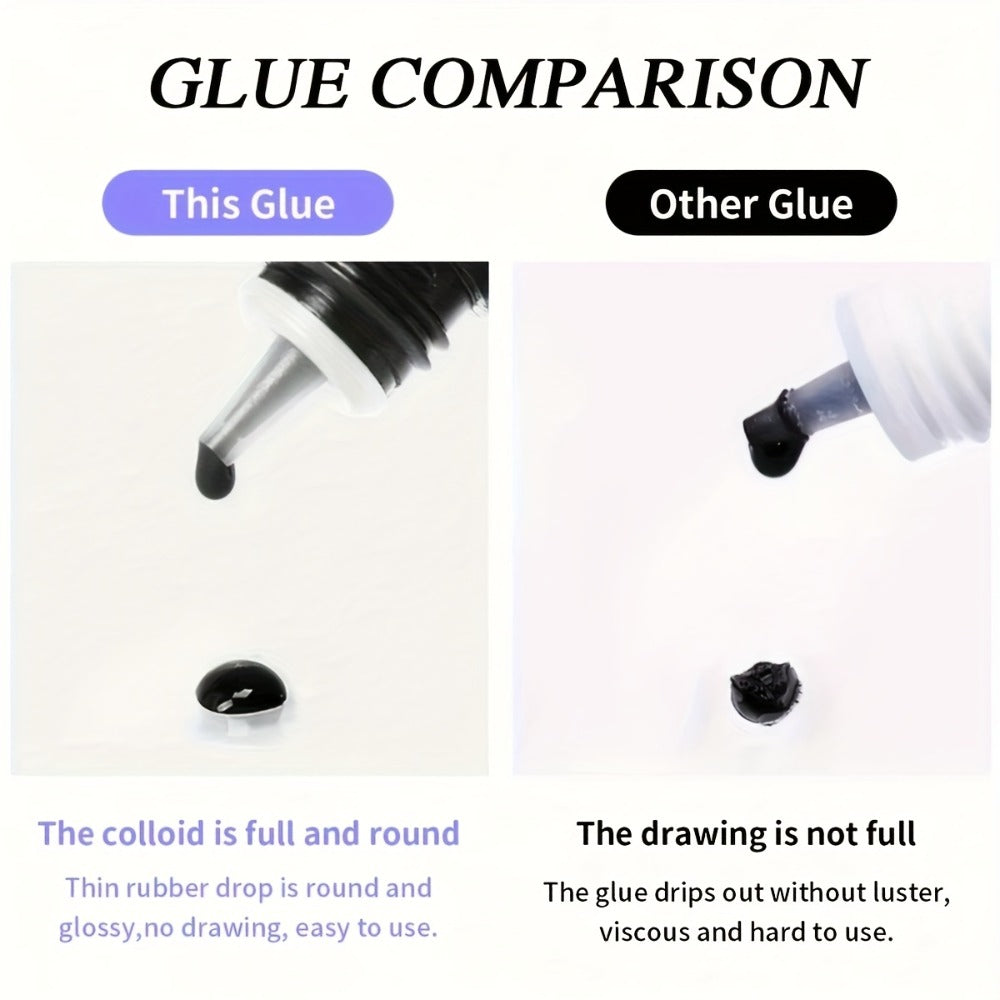 0.17oz/0.41oz Low-Allergy Eyelash Glue Suitable for Beginners & DIY - Instant Strong Hold Lash Adhesive with Quick-Dry Formula, 6-7 Weeks Retention for Lash Extensions, Suitable for Home Use & Cluster Lash Application