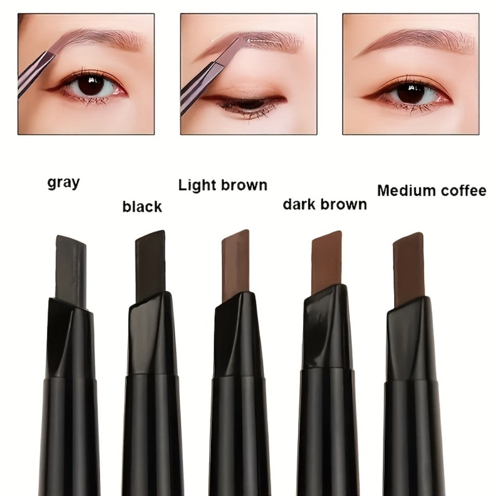 Eyebrow Pencil 12 Pack Double-Headed Automatic Waterproof Brow Pencil with Brush Tip 5 Colors Natural Makeup Long-Lasting Precision Eyebrow Definer for Women