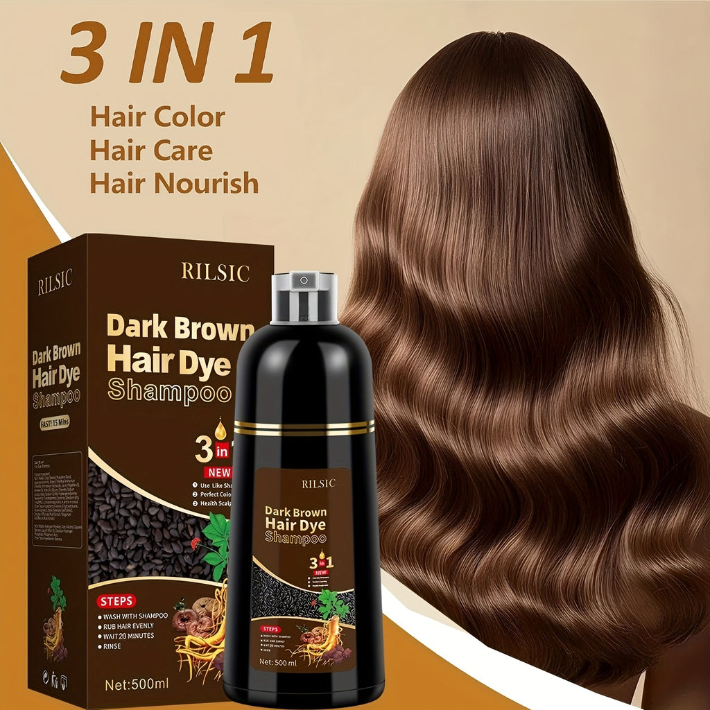 2pcs Hair Dye Shampoo For Grey Hair, 16.91oz Herbal Natural Hair Dye 3 In 1, Instant Hair Colour Shampoo, Plant Squalene Hair Shampoo, Hair Dye Hair Color Shampoo Coloring In Minutes For Women Men