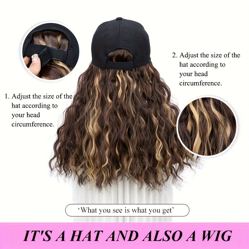 Heat-resistant Women's Black Synthetic Wig - Long Curly Wavy Hair Extensions with Adjustable Baseball Cap, Cosplay, Weddings, And Filming - Natural Volume And Elastic Net Base Ensure A Secure Hair Colors And Occasions, Cosplay Accessories