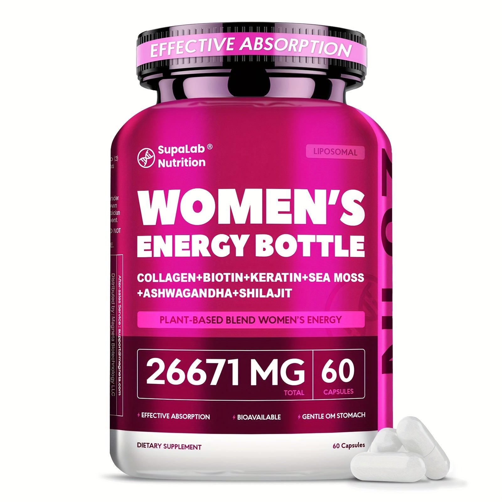 Megneta Women Energy Supplement, 20in 1 Energy Capsules for Women, Vitamins & Minerals, Sea Moss, Shilaji, Ashwagandha, for Energy, Focus, And Womens Health, Energize By Daytime&Enjoy By Nighttime