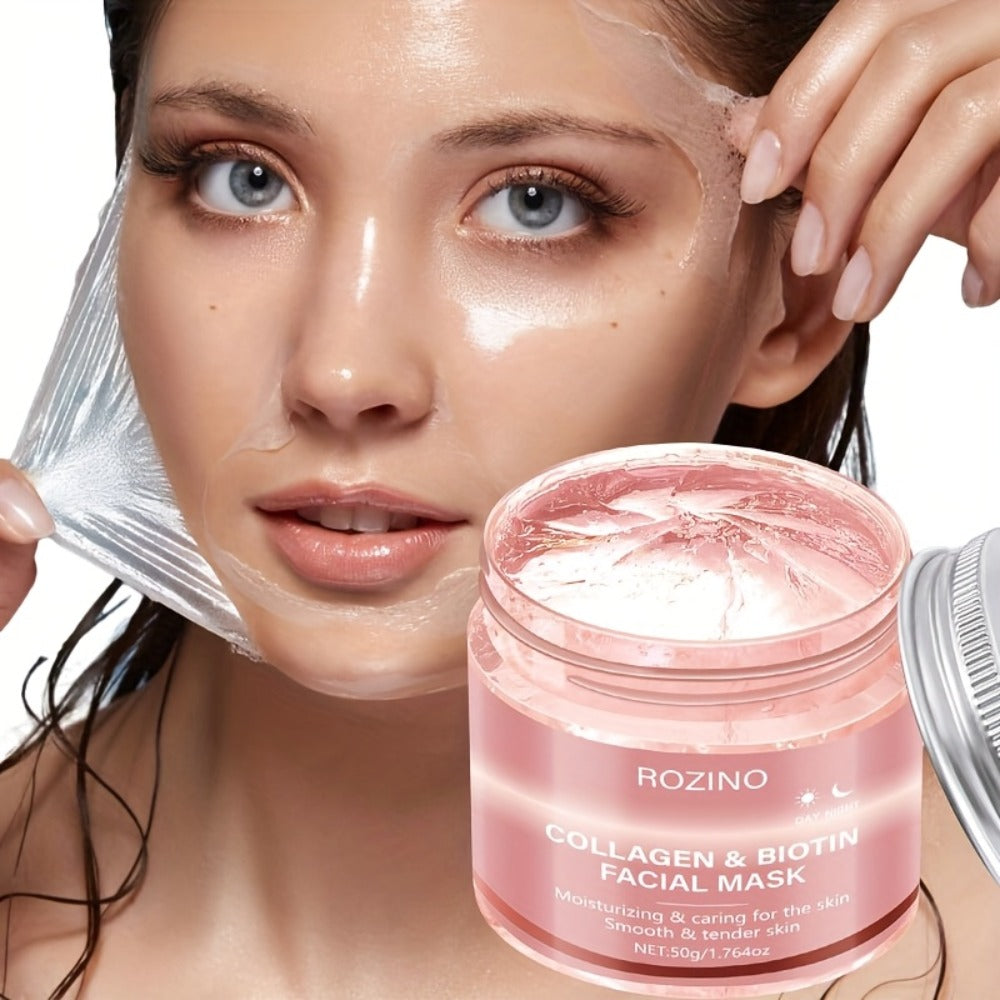 50g Biotin Collagen Day & Night Mask, Hydrates, Keeps Skin Moist And Plump, Firms Skin, Brightens Complexion, Smooths Skin, Makes Skin Look Younger. Suitable for Daily Use And Holiday Gifts, Giving Her A Beautiful Face